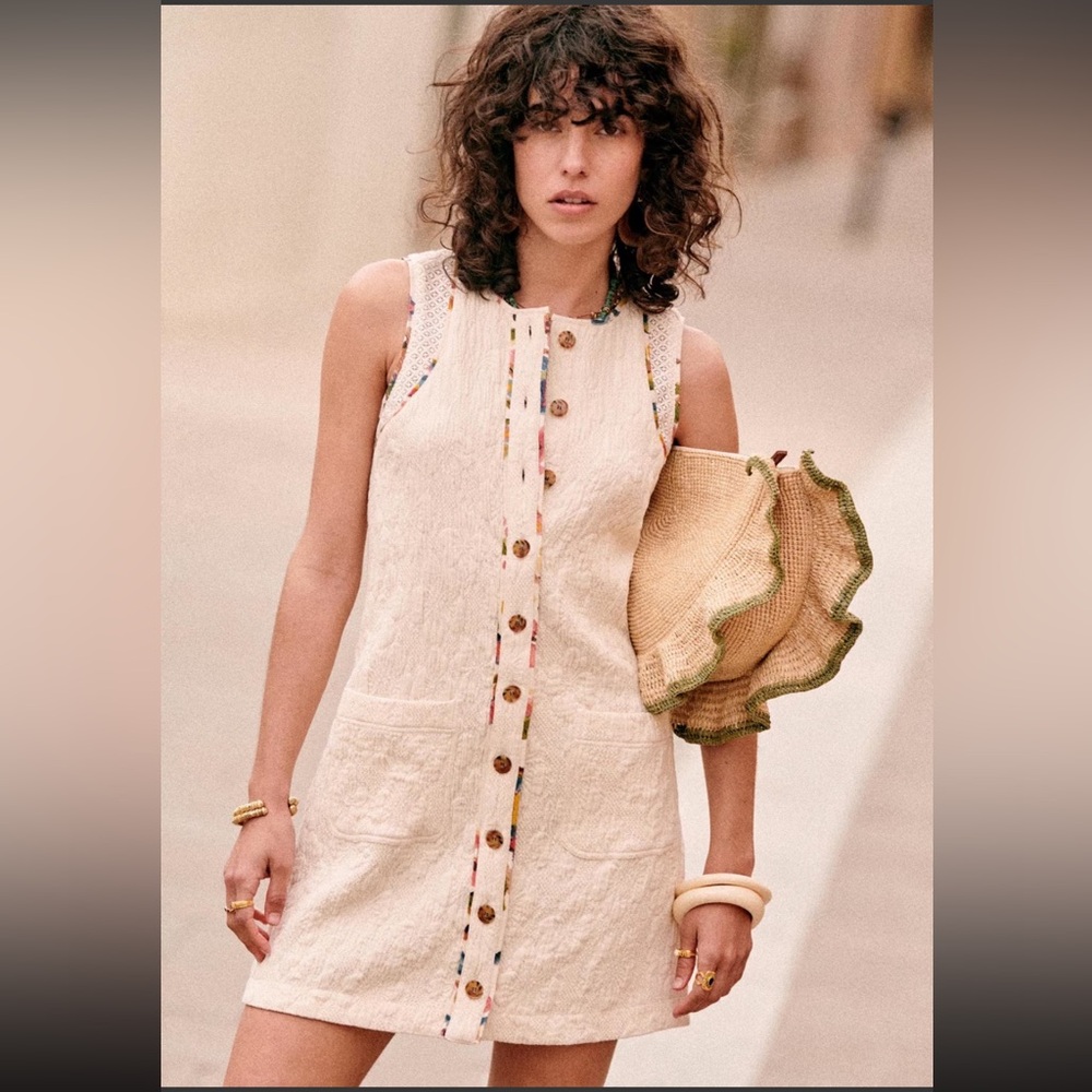 Sézane Villa Dress in Ecru